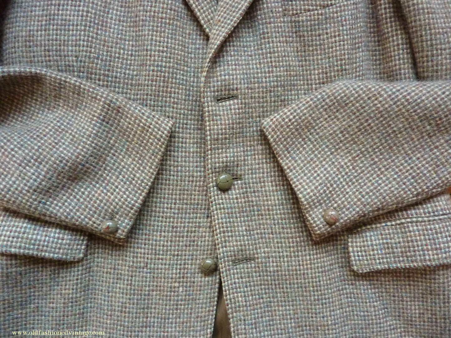 Vintage Mens 1950s Selfridges Harris Tweed Sports Jacket Green Brown 42"