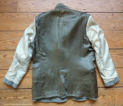 Vintage Mens 1950s Selfridges Harris Tweed Sports Jacket Green Brown 42"