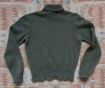 Old Fashioned Garments Vintage Reproduction 1940s Mens Polo Neck Jumper Loden Green Roll Turtle Sweater S