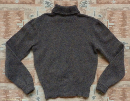 Old Fashioned Garments Vintage Reproduction 1940s Mens Polo Neck Jumper Dark Bronzy Brown Melange Roll Turtle Sweater XS