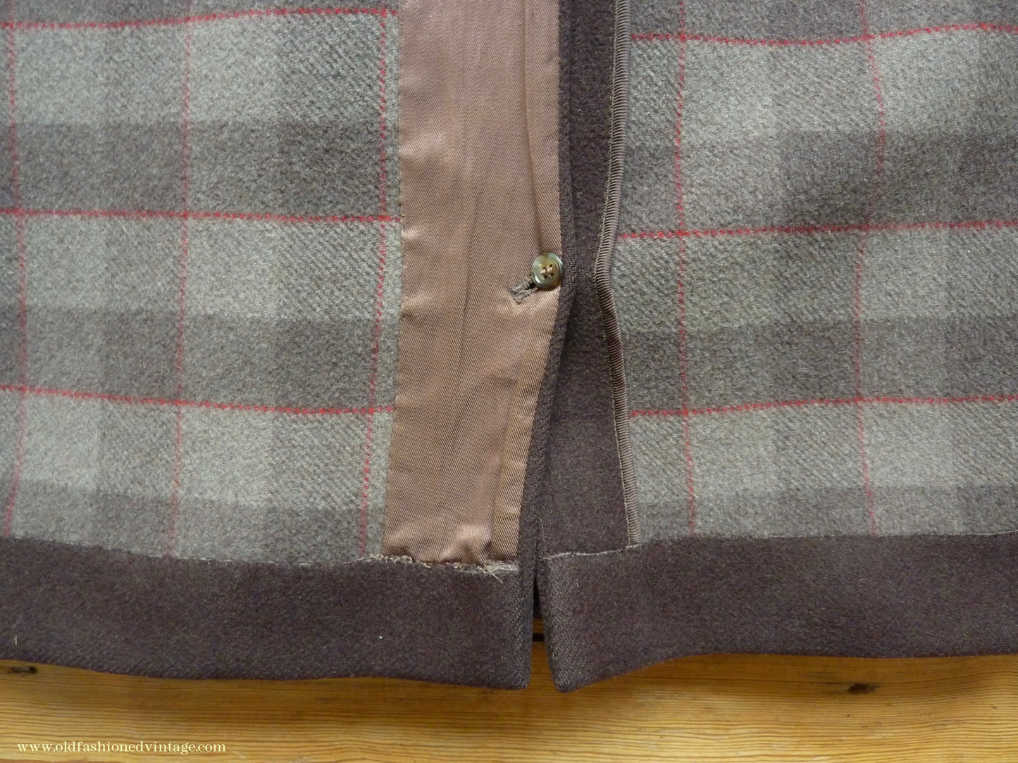 Vintage Mens 1940s Double Breasted Overcoat Coat Chocolate Brown Wool Back Belt 38"