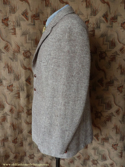 Vintage Mens 1950s Gaunson Harris Tweed Sports Jacket Grey Brown 44"