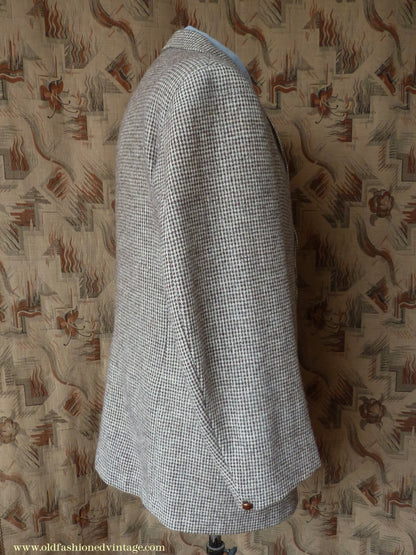 Vintage Mens 1950s Gaunson Harris Tweed Sports Jacket Grey Brown 44"