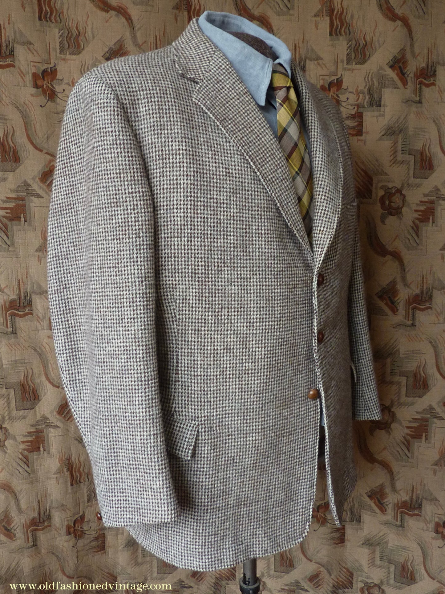 Vintage Mens 1950s Gaunson Harris Tweed Sports Jacket Grey Brown 44"