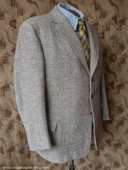 Vintage Mens 1950s Gaunson Harris Tweed Sports Jacket Grey Brown 44"