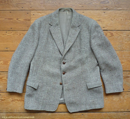 Vintage Mens 1950s Gaunson Harris Tweed Sports Jacket Grey Brown 44"