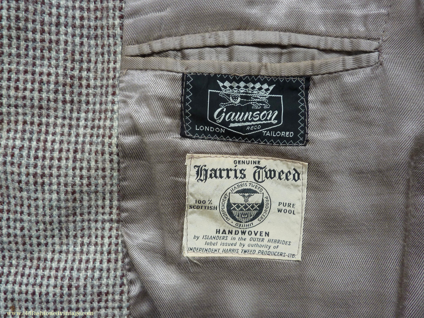 Vintage Mens 1950s Gaunson Harris Tweed Sports Jacket Grey Brown 44"