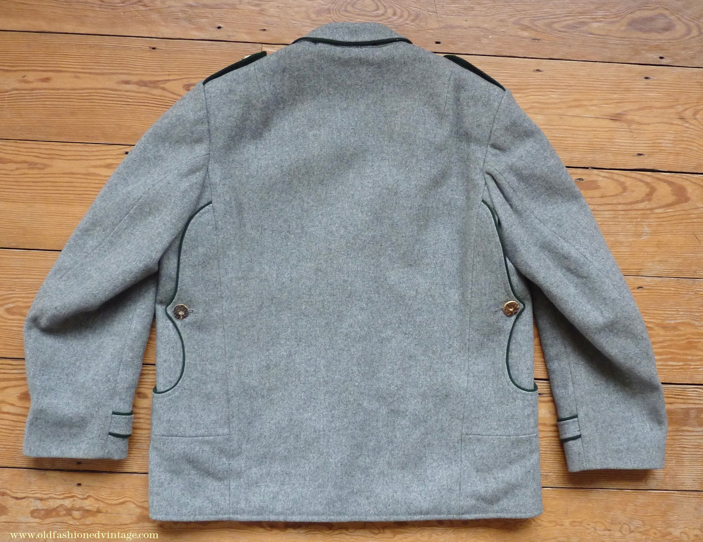 Vintage Mens 1940s 1950s Trachten Hunting Jacket Maremma Coat Grey Wool Horn Buttons Traditional Tyrol German Folk 44"