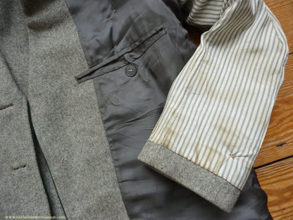 Vintage Mens 1940s 1950s Trachten Hunting Jacket Maremma Coat Grey Wool Horn Buttons Traditional Tyrol German Folk 44"