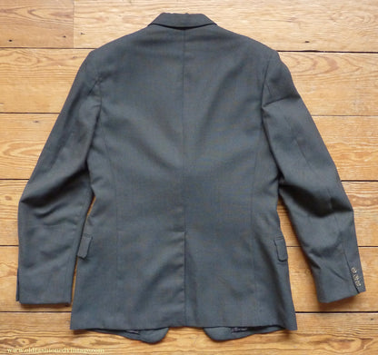 Vintage Mens 1950s 3 Piece Suit Dark Teal & Brown Speckled Lightweight Wool 38" Long