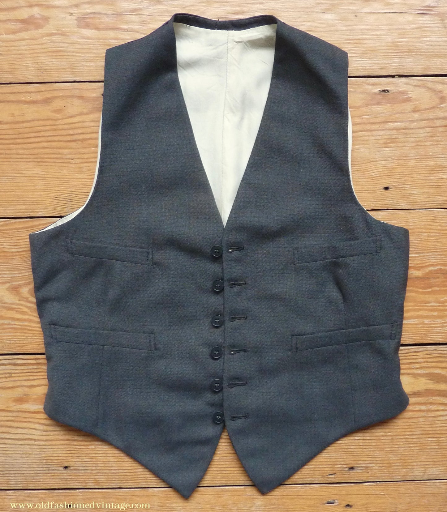 Vintage Mens 1950s 3 Piece Suit Dark Teal & Brown Speckled Lightweight Wool 38" Long