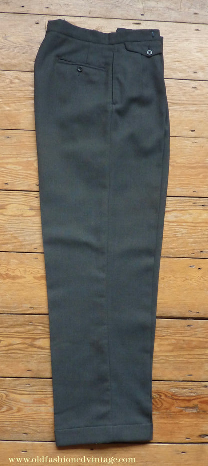 Vintage Mens 1950s 3 Piece Suit Dark Teal & Brown Speckled Lightweight Wool 38" Long