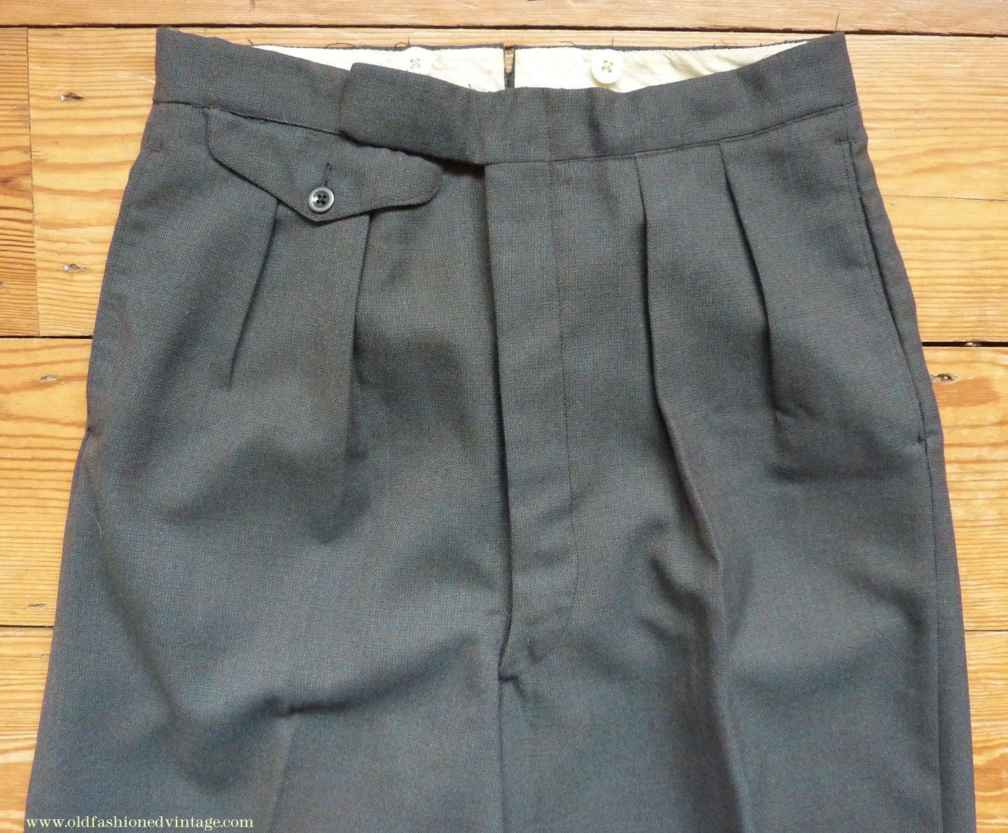 Vintage Mens 1950s 3 Piece Suit Dark Teal & Brown Speckled Lightweight Wool 38" Long