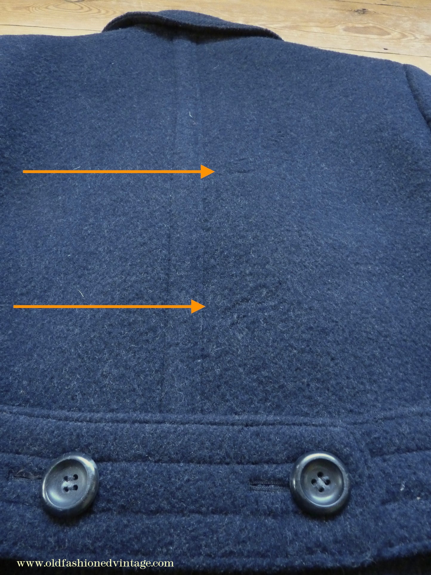 Vintage Mens 1930s 1940s Loden Frey Double Breasted Overcoat Coat Dark Blue Wool Back Belt 40"