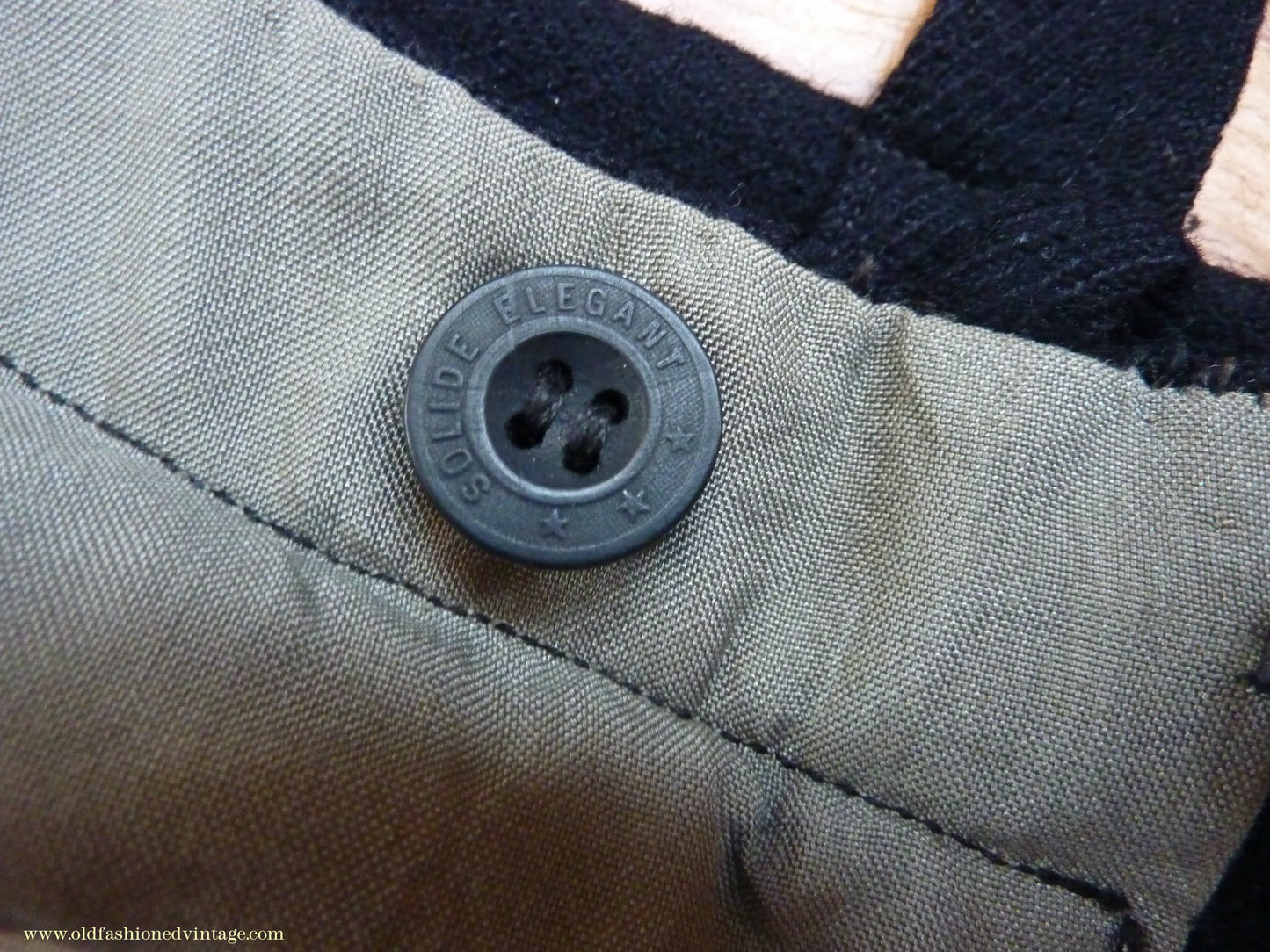 Vintage Mens 1940s Blue-Black Herringbone Wool Trousers Pants 34"