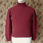 Old Fashioned Garments Vintage Reproduction 1940s Mens Polo Neck Jumper Oxblood Red Roll Turtle Sweater S