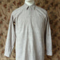 Vintage Mens 1930s 1940s French Pullover Work Shirt Oatmeal Marl Cotton Salt & Pepper Overhead Half Buttoned Spearpoint Collar S