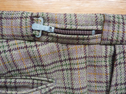 Vintage Mens 1970s Irish Bespoke Tweed Suit Green Brown Plaid Check 44"