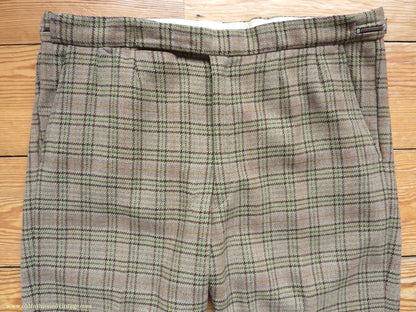 Vintage Mens 1970s Irish Bespoke Tweed Suit Green Brown Plaid Check 44"