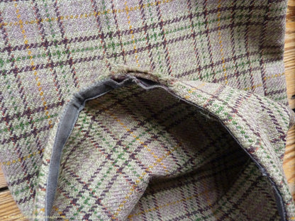 Vintage Mens 1970s Irish Bespoke Tweed Suit Green Brown Plaid Check 44"