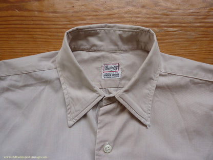 Vintage Mens 1940s 1950s "Braintry" Cotton Shirt Pale Ivory Spearpoint Collar British 15"