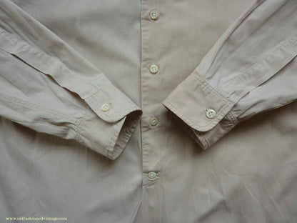 Vintage Mens 1940s 1950s "Braintry" Cotton Shirt Pale Ivory Spearpoint Collar British 15"