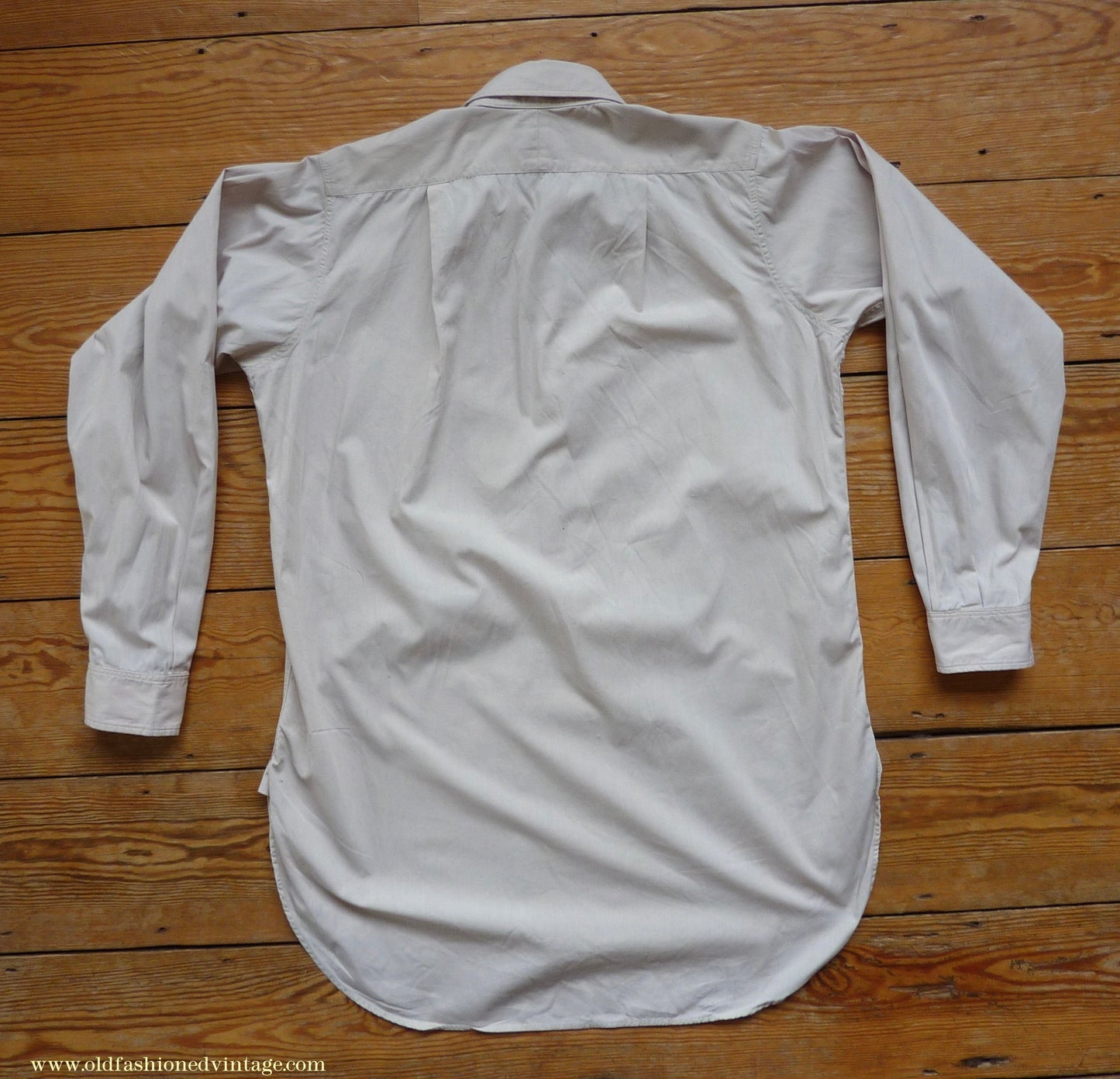 Vintage Mens 1940s 1950s "Braintry" Cotton Shirt Pale Ivory Spearpoint Collar British 15"