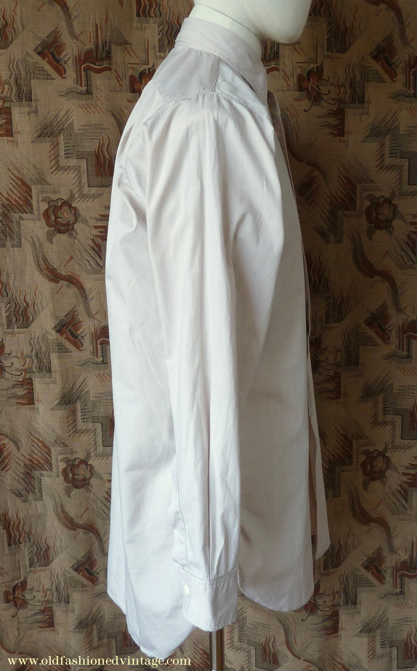 Vintage Mens 1940s 1950s "Braintry" Cotton Shirt Pale Ivory Spearpoint Collar British 15"