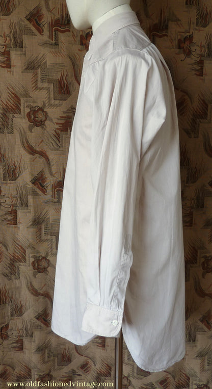 Vintage Mens 1940s 1950s "Braintry" Cotton Shirt Pale Ivory Spearpoint Collar British 15"