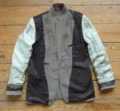 Vintage Mens 1940s Tweed Suit 2 Piece Single Breasted Brown Green Flecked Herringbone Wool 42" Extra Long