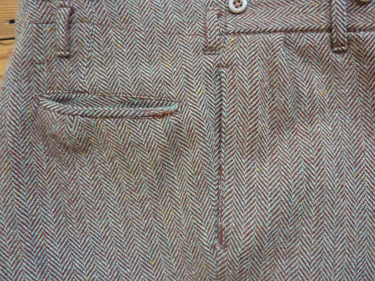 Vintage Mens 1940s Tweed Suit 2 Piece Single Breasted Brown Green Flecked Herringbone Wool 42" Extra Long