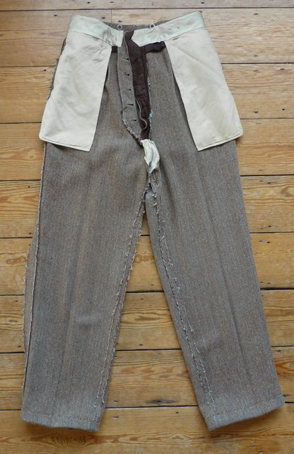 Vintage Mens 1940s Tweed Suit 2 Piece Single Breasted Brown Green Flecked Herringbone Wool 42" Extra Long