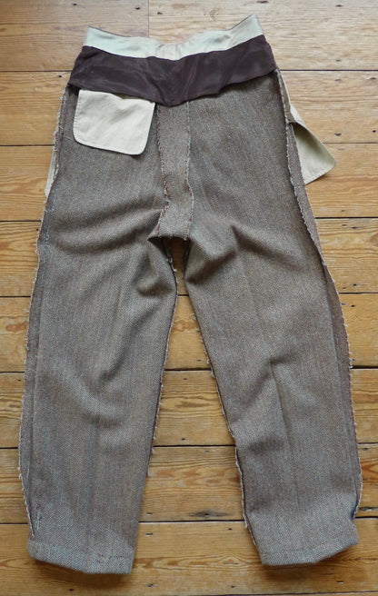 Vintage Mens 1940s Tweed Suit 2 Piece Single Breasted Brown Green Flecked Herringbone Wool 42" Extra Long