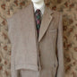 Vintage Mens 1940s Tweed Suit 2 Piece Single Breasted Brown Green Flecked Herringbone Wool 42" Extra Long