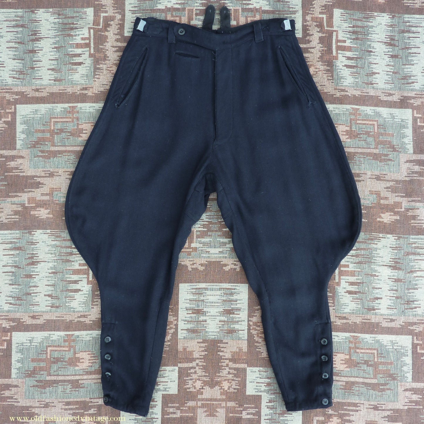 Vintage Mens 1940s Breeches Navy Blue European Jodhpurs Riding Work Trousers Pants 32"