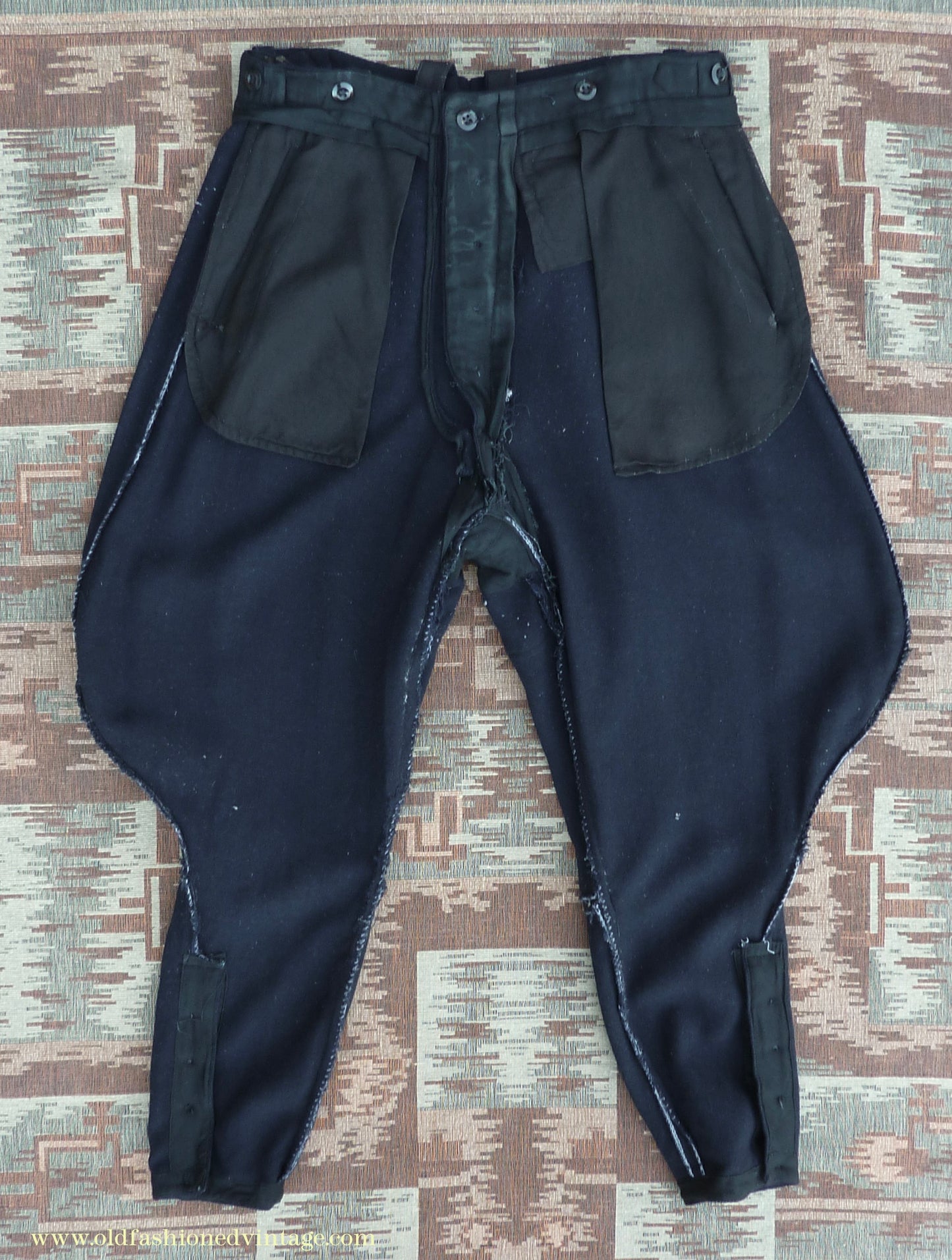 Vintage Mens 1940s Breeches Navy Blue European Jodhpurs Riding Work Trousers Pants 32"