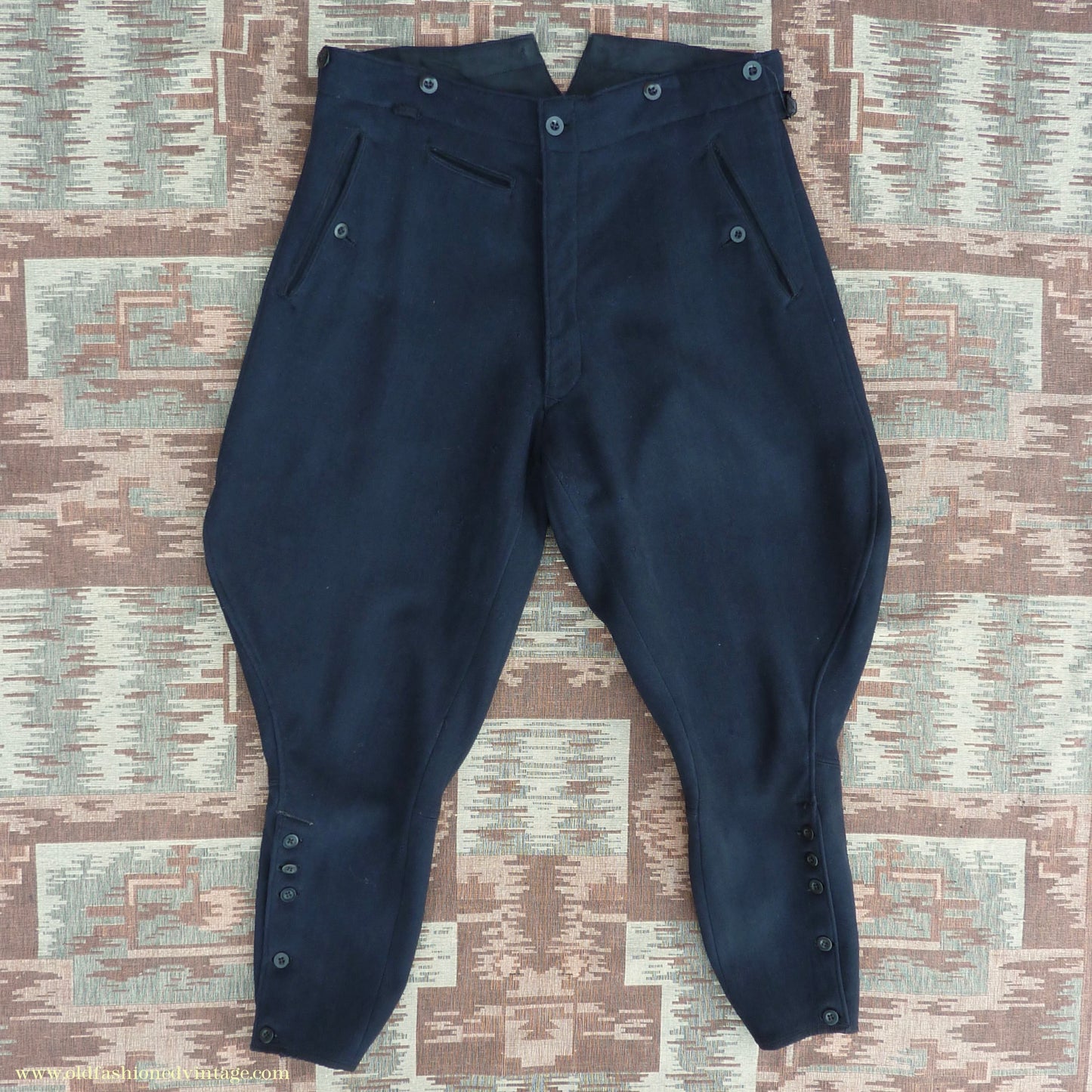 Vintage Mens 1930s 1940s Breeches Navy Blue European Jodhpurs Riding Work Trousers Pants 34"