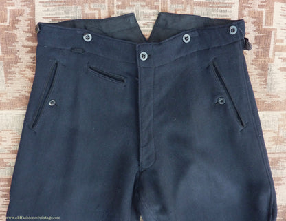 Vintage Mens 1930s 1940s Breeches Navy Blue European Jodhpurs Riding Work Trousers Pants 34"