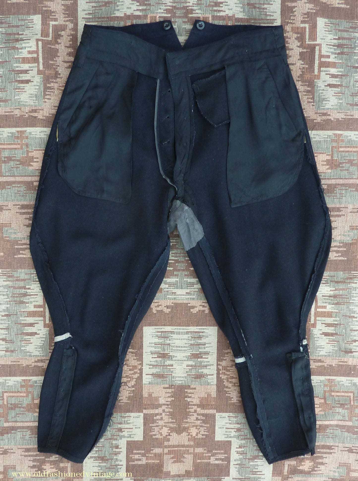 Vintage Mens 1930s 1940s Breeches Navy Blue European Jodhpurs Riding Work Trousers Pants 34"