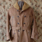 Vintage Mens 1930s French "Canadienne" Mackinaw Coat Double Breasted Brown Canvas Workwear Jacket Shawl Fur Collar 44"