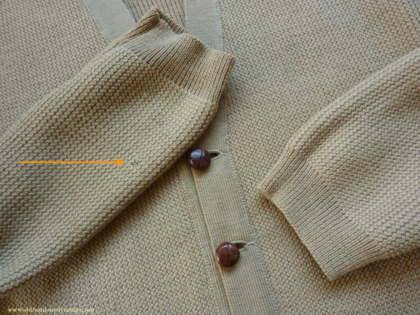 Vintage Mens 1950s 1960s Jaeger Cardigan Sweater Ribbed Saddle Sleeves Sandy Camel Beige Wool 42"