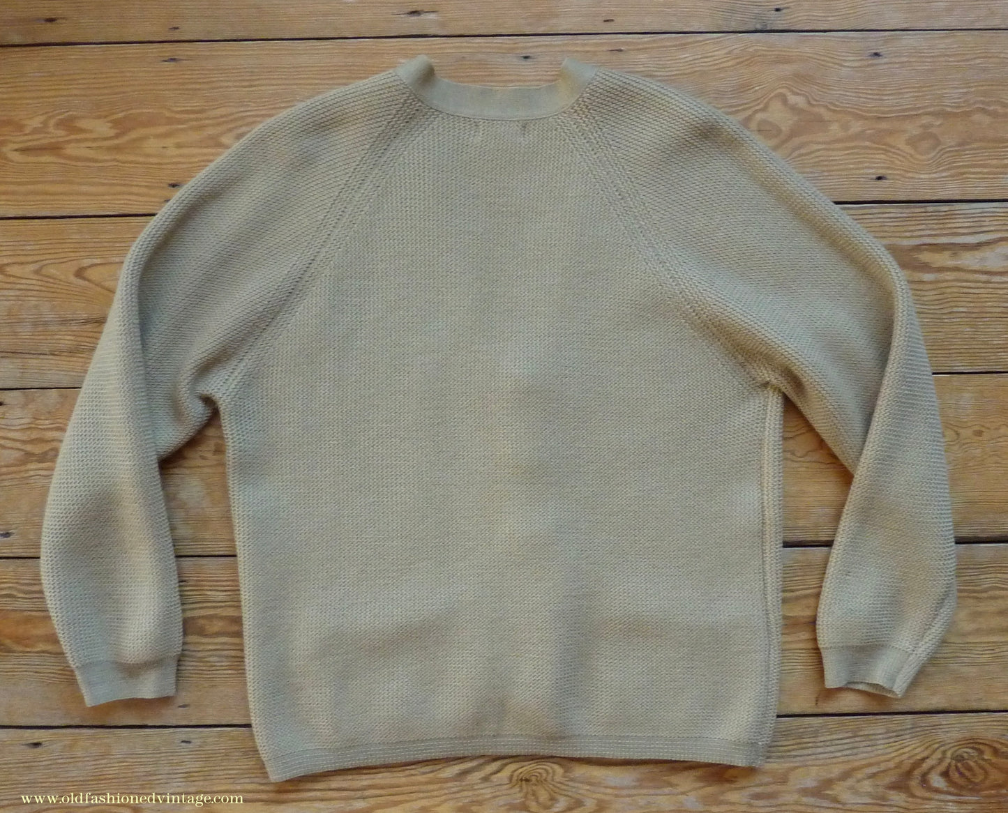 Vintage Mens 1950s 1960s Jaeger Cardigan Sweater Ribbed Saddle Sleeves Sandy Camel Beige Wool 42"