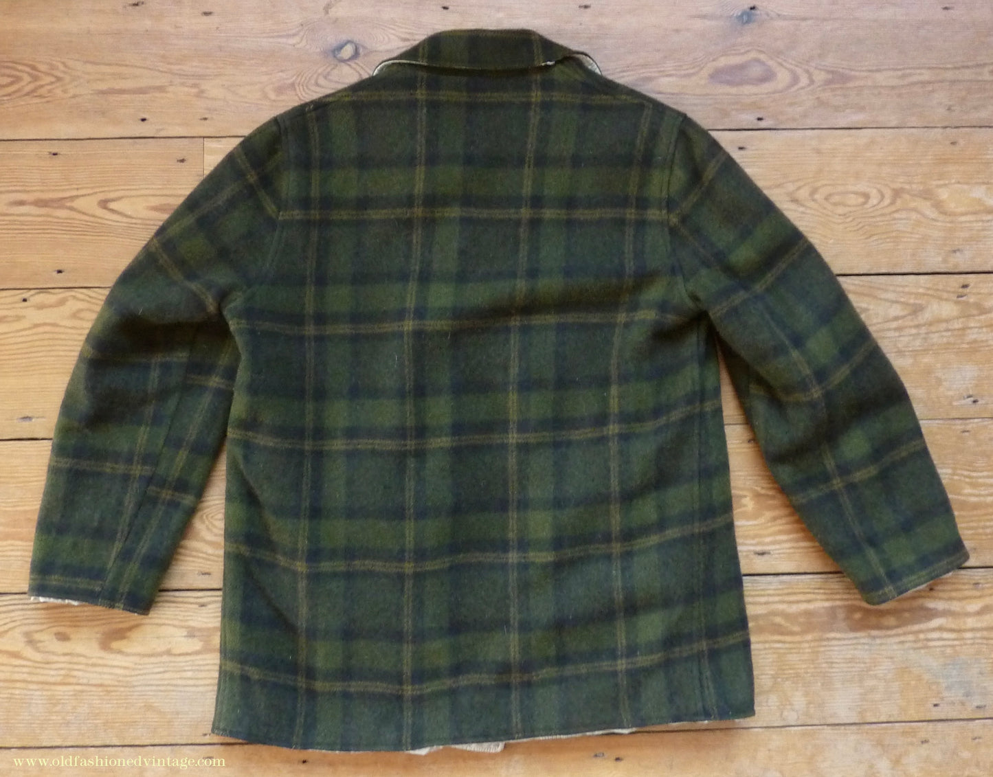 Vintage Mens 1950s Pendleton Reversible Zipper Jacket Olive Green Plaid Wool Cotton S