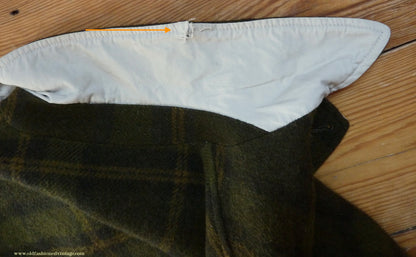 Vintage Mens 1950s Pendleton Reversible Zipper Jacket Olive Green Plaid Wool Cotton S
