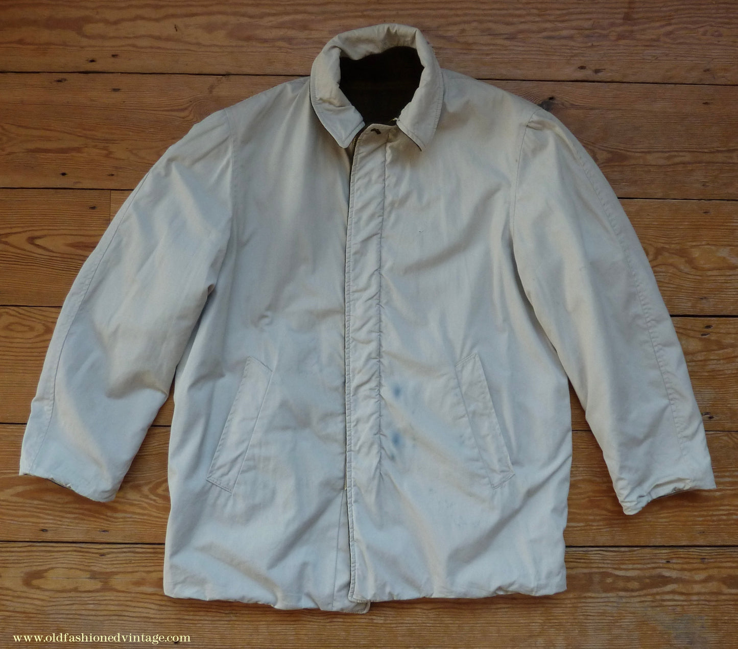 Vintage Mens 1950s Pendleton Reversible Zipper Jacket Olive Green Plaid Wool Cotton S