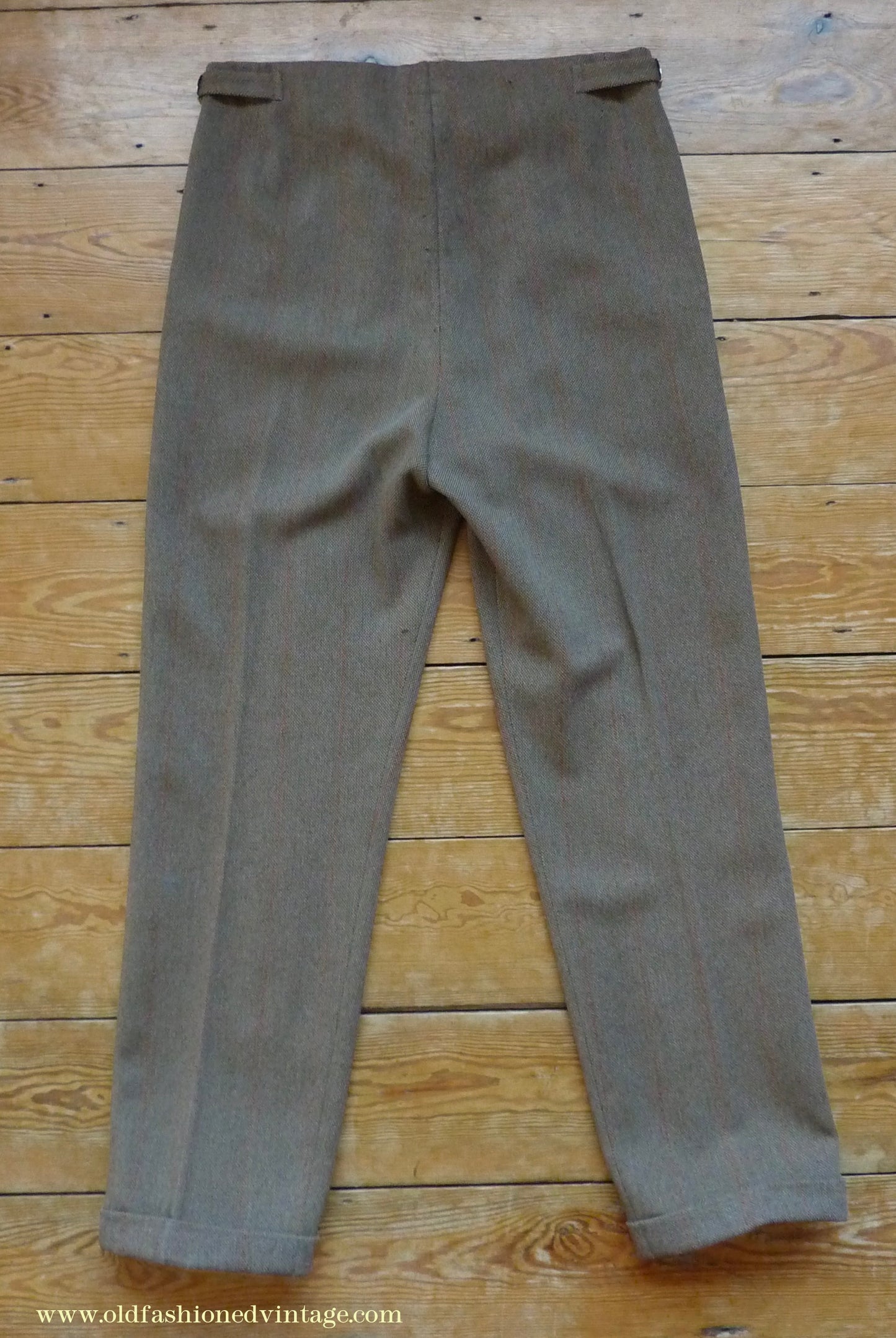 Vintage Mens 1960s Bespoke Tweed 3 Piece Suit Olive Brown Wool Red Windowpane Gauntlet Cuffs 42" Extra Long