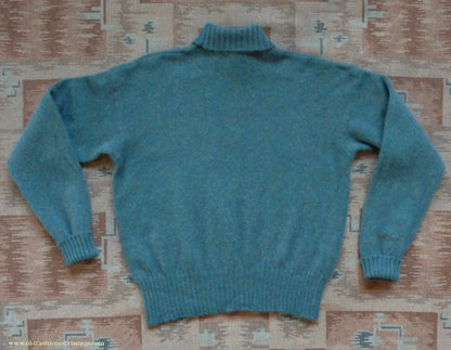 Old Fashioned Garments Vintage Reproduction 1940s Mens Roll Neck Jumper Myrtle Green Polo Turtle Sweater L