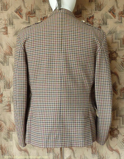 Vintage Mens 1950s Tweed Kilt Jacket & Waistcoat Set Gun Club Check Wool Tailored Traditional Scottish Sports Coat 40"