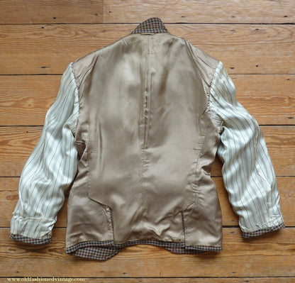 Vintage Mens 1950s Tweed Kilt Jacket & Waistcoat Set Gun Club Check Wool Tailored Traditional Scottish Sports Coat 40"