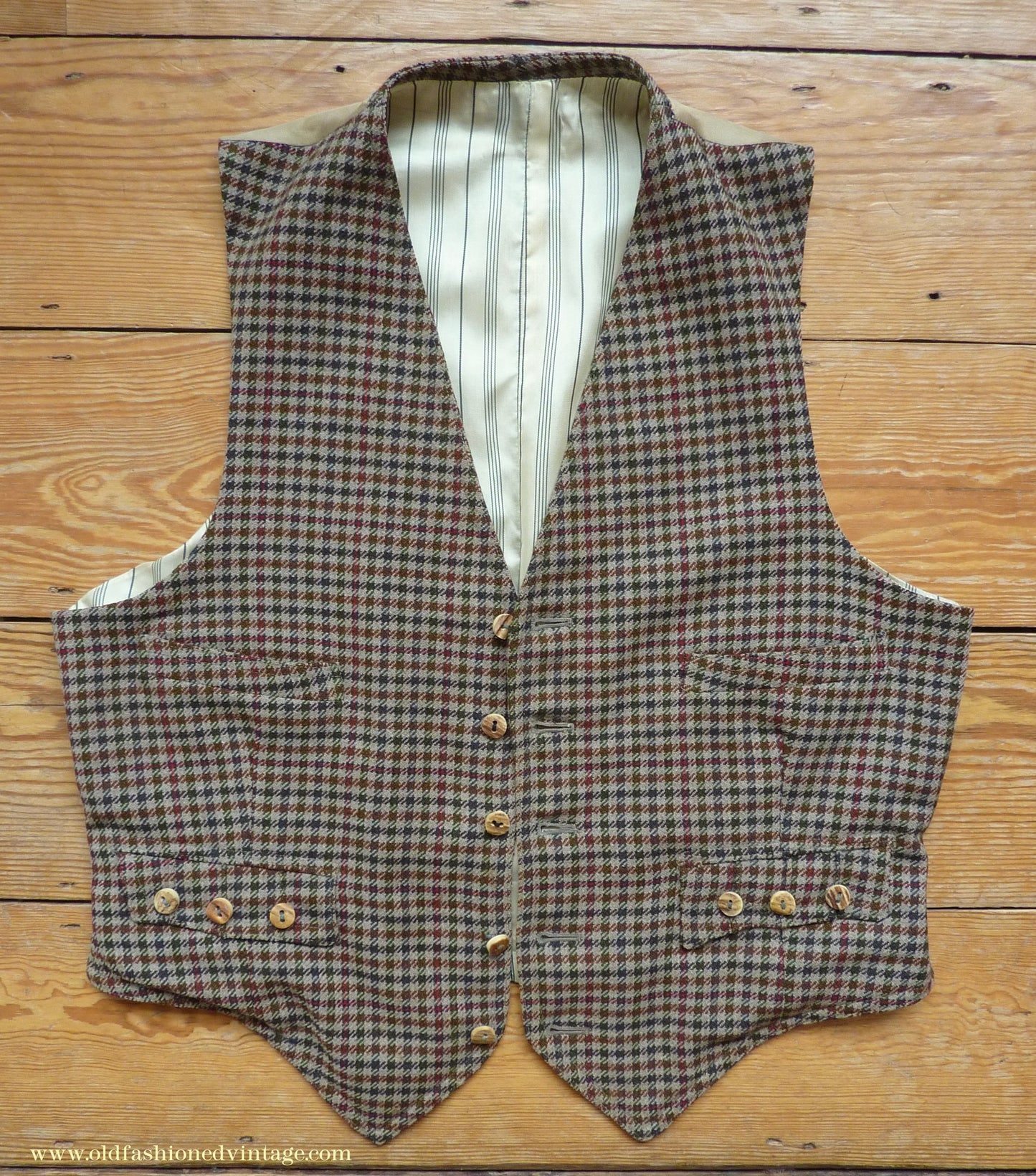 Vintage Mens 1950s Tweed Kilt Jacket & Waistcoat Set Gun Club Check Wool Tailored Traditional Scottish Sports Coat 40"
